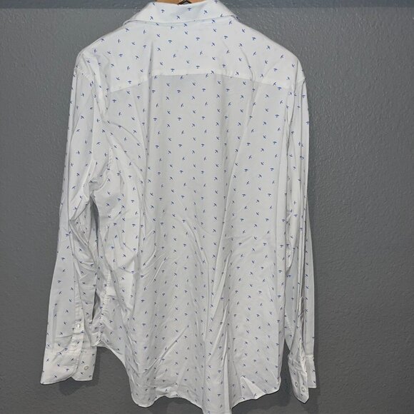 BONOBOS Airplane Print Nylon & Spandex Long Sleeve Button Shirt EUC  XL SLIM FIT - Picture 6 of 13